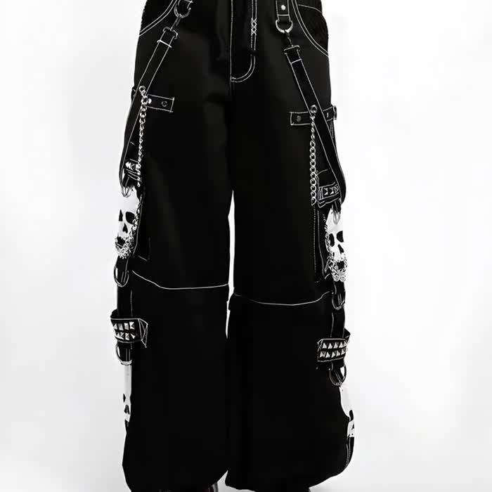 trip nyc スカル パンツ　S チェーン Tripp NYC Skull Zip Off Pants [Pink/Black] – VampireFreaks